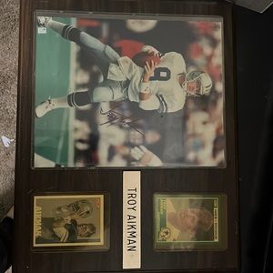 Autographed Troy Aikman Plaque w/letter of authenticity